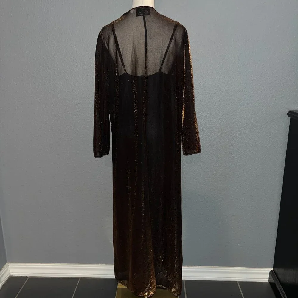VINTAGE MARILY MONROE by WARNER'S COPPER METALLIC LONG SLIP DRESS SET  NWOT  M/L - Picture 7 of 16